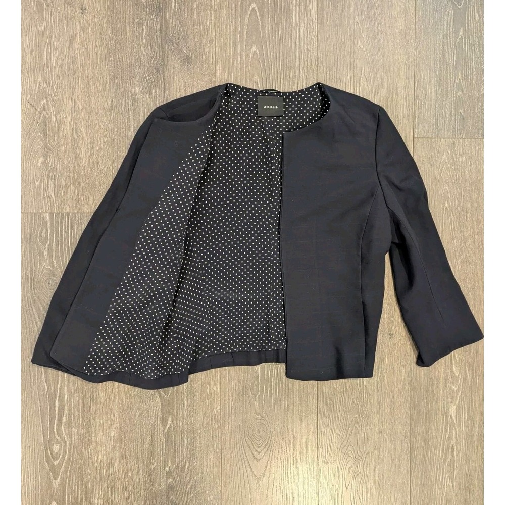 Akris Womens Long Sleeves Hook Closure Blazer Jacket Black US Size 10 Pockets